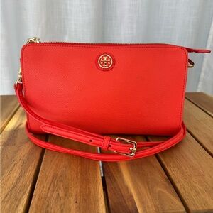 Tory Burch Red Leather Crossbody Wallet